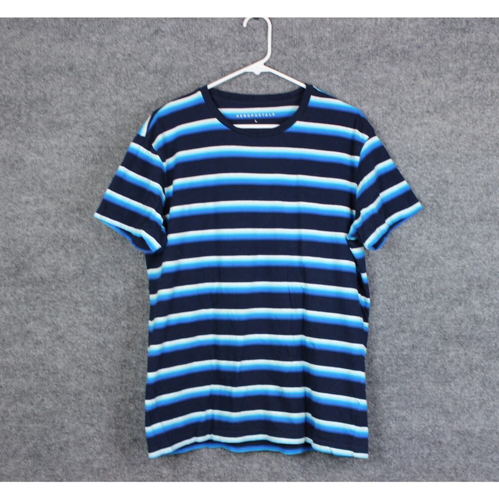 AEROPOSTAL T-Shirt Men's‎ Large Blue Strips Short Sleeve